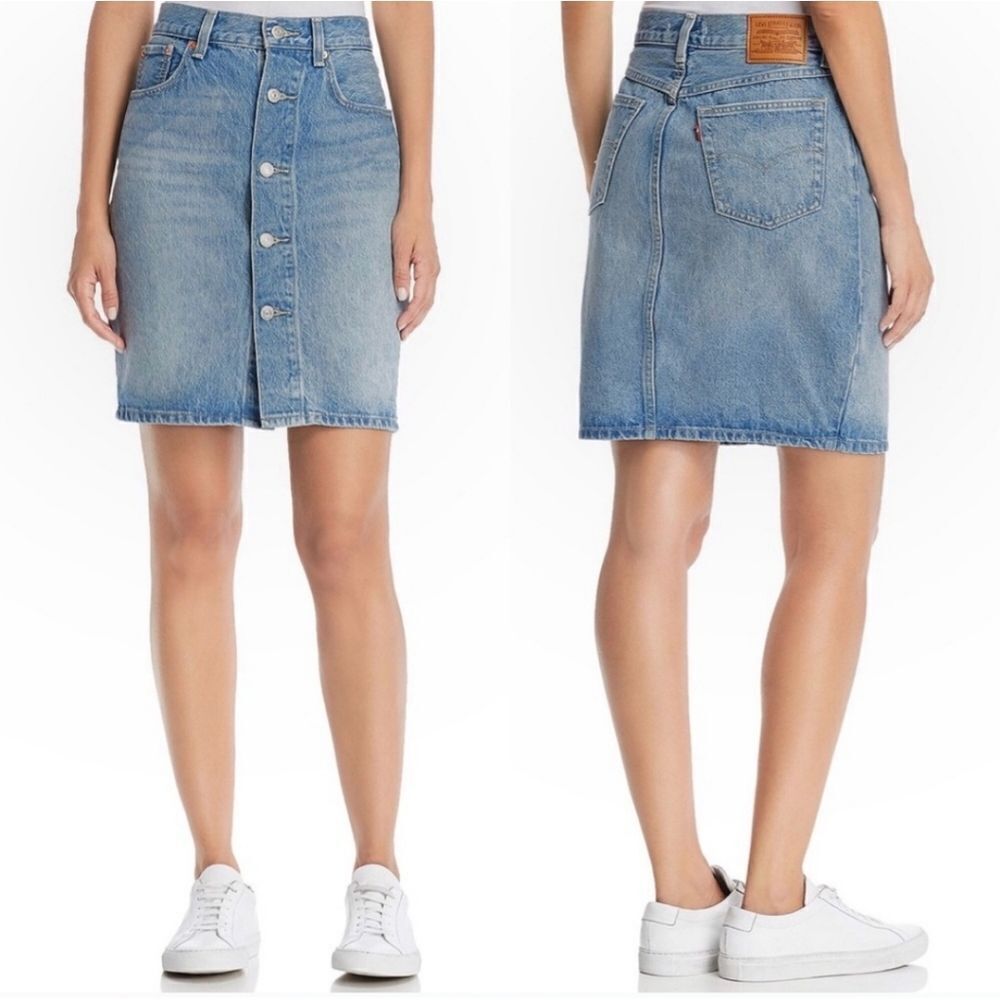 Levi's Denim Button Thru Mom Skirt - Picture 5 of 16